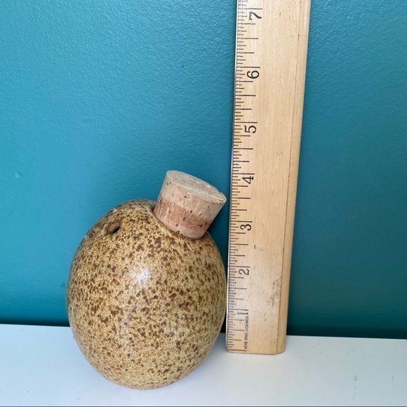 HANDMADE Pottery Parmesan Cheese Shaker with Cork Stop Tan Brown Speckle Glaze - Picture 8 of 13